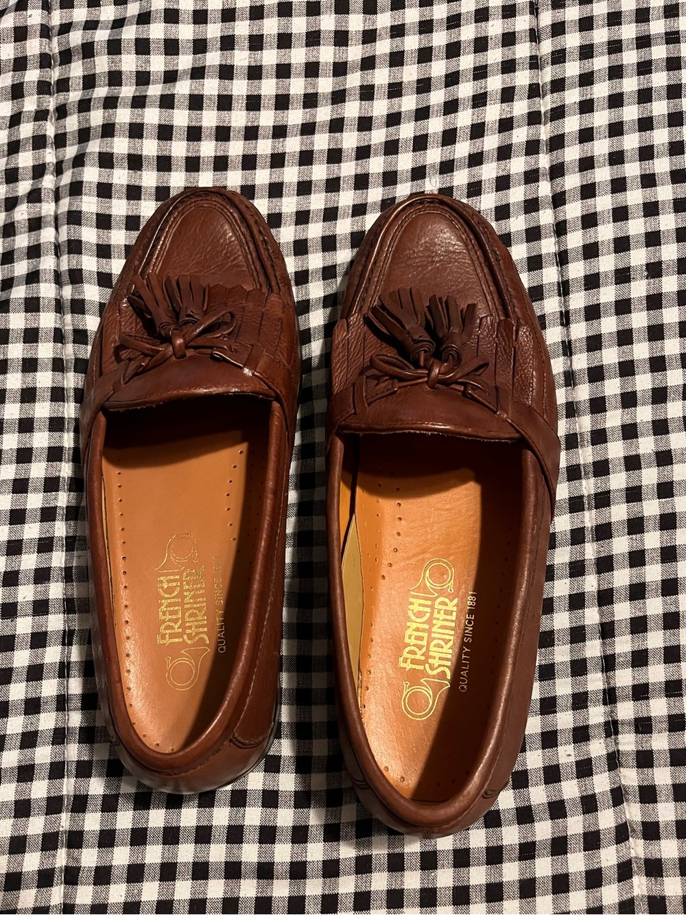 French Shriner Men’s Brown Leather Tassel Loafers size 10w